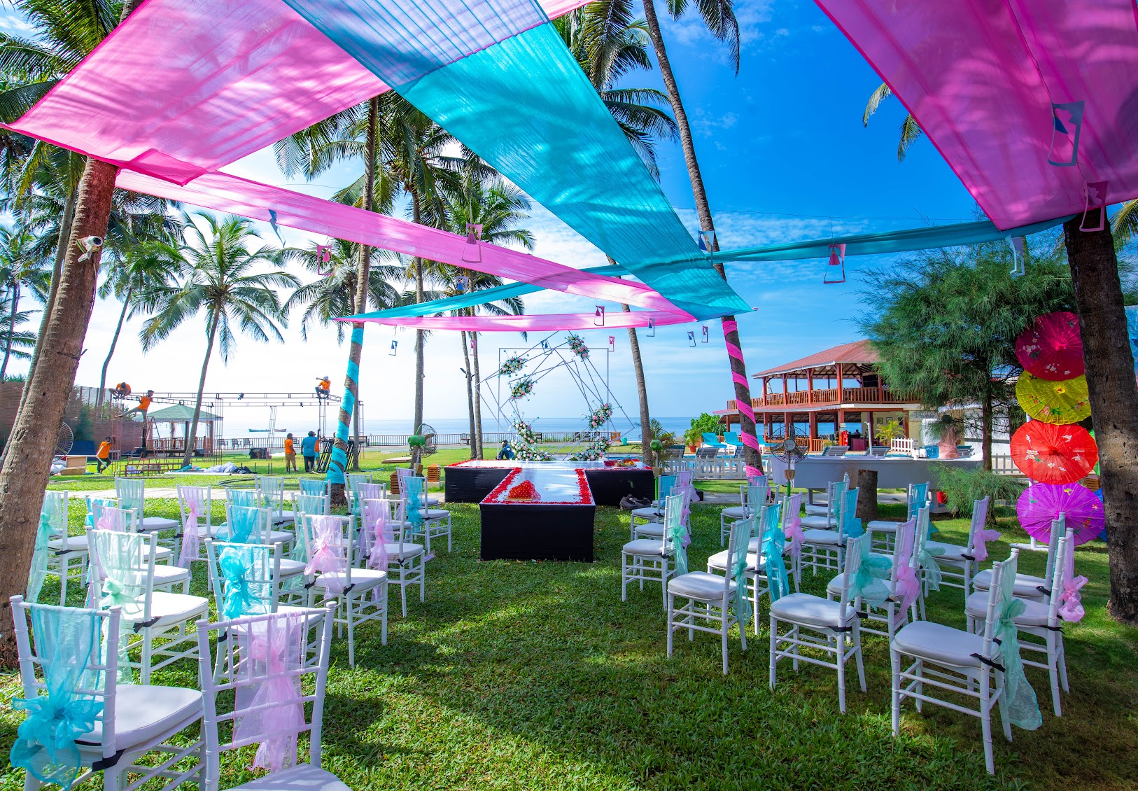 Destination style luxury wedding setup inspired by travel aesthetics